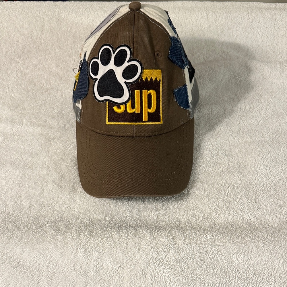 Sprayground Brown and Blue Hat with Paw Design
